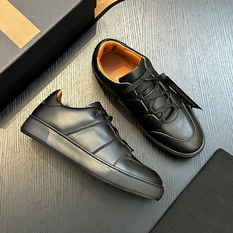Sneakers Montantes Cuir Véritable Patchwork Homme – CLEVI Paris