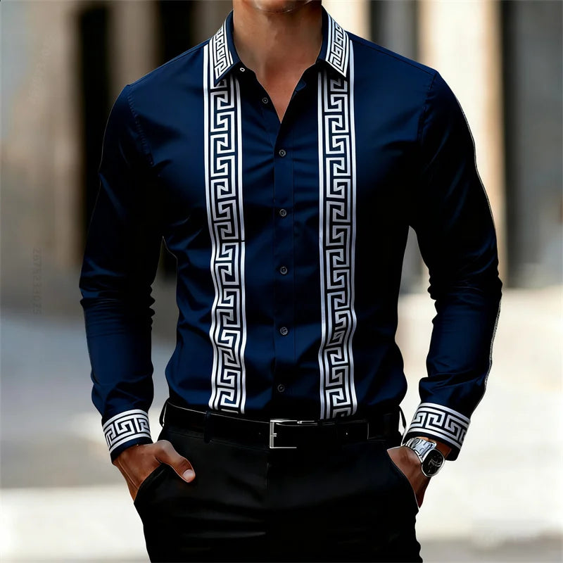 Chemise Géométrique Manches Longues Homme – CLEVI Paris