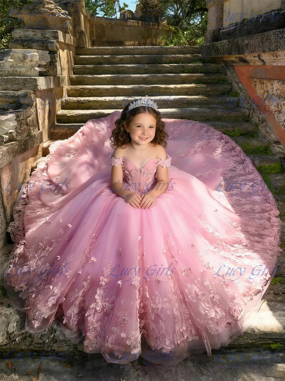 Robe cérémonie fille en tulle et dentelle – CLEVI Paris