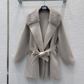 Manteau femme mi-long ceinturé à grand col – CLEVI Paris