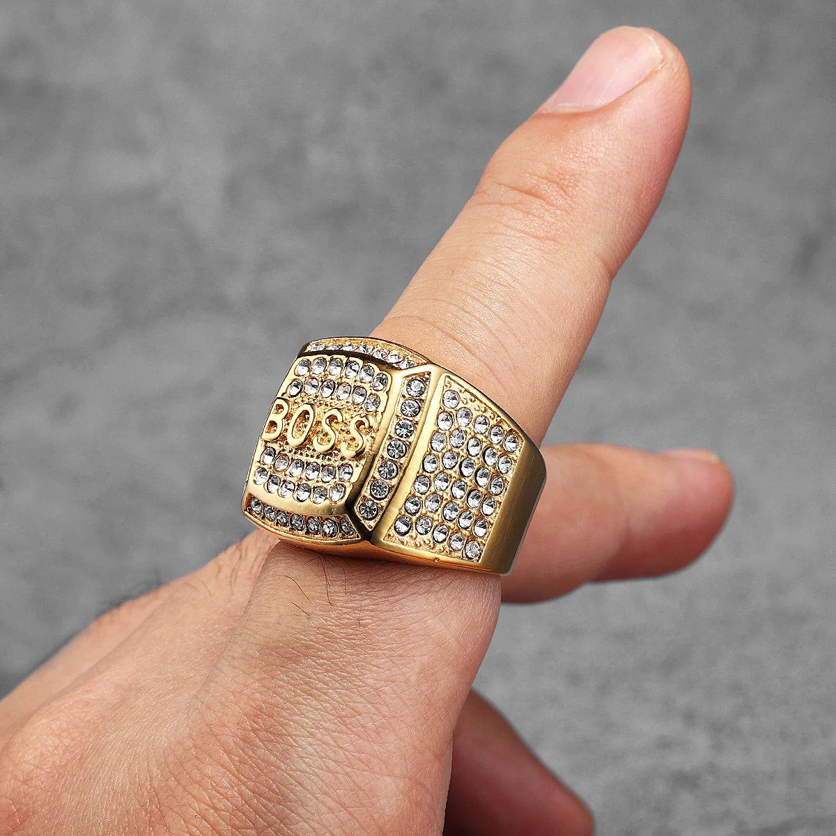 Bague Homme Punk Acier Inoxydable 316L Strass – CLEVI Paris