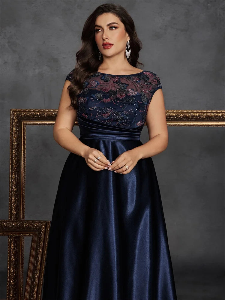 Robe de soirée à sequins col rond sans manches – CLEVI Paris