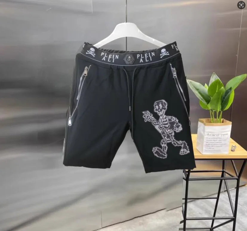 Short Homme Casual Strass Luxe PLEIN ALI – Hip Hop Coupe Ample Cordon – 27 Coloris, S à XXXL – CLEVI Paris