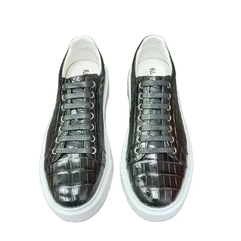Sneakers Cuir Croco Noir Classique Homme – CLEVI Paris