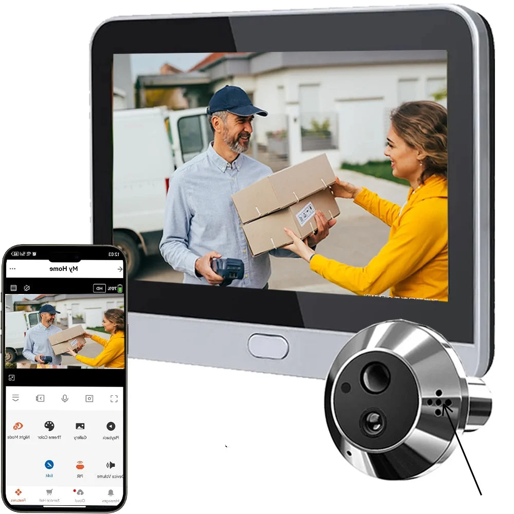 Judas Connecté WiFi 3MP TNTX Tuya – Visiophone Numérique 140°, Audio Bidirectionnel, Batterie 5000mAh, App Tuya/SmartLife