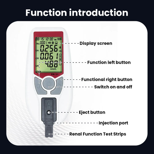 Analyseur Fonction Rénale 3-en-1 Acide Urique Créatinine Urée Bluetooth – CLEVI Paris