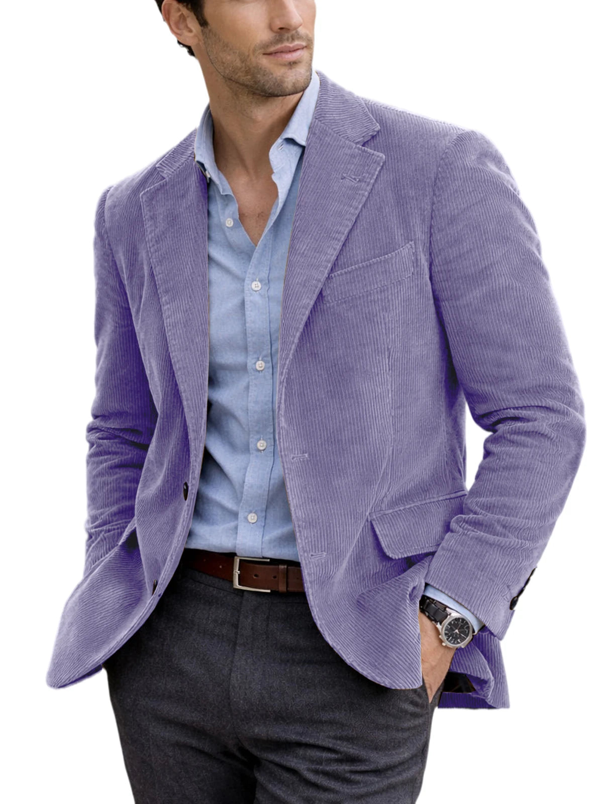 Blazer homme en velours côtelé à 2 boutons – CLEVI Paris
