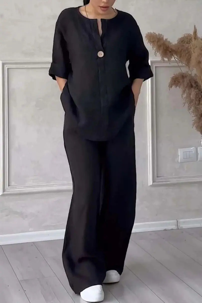 Ensemble femme ample haut et pantalon large – CLEVI Paris